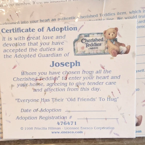 Enesco Cherished Teddies Figurine Everyone Has Their Old Friends To Hug - Picture 3 of 4